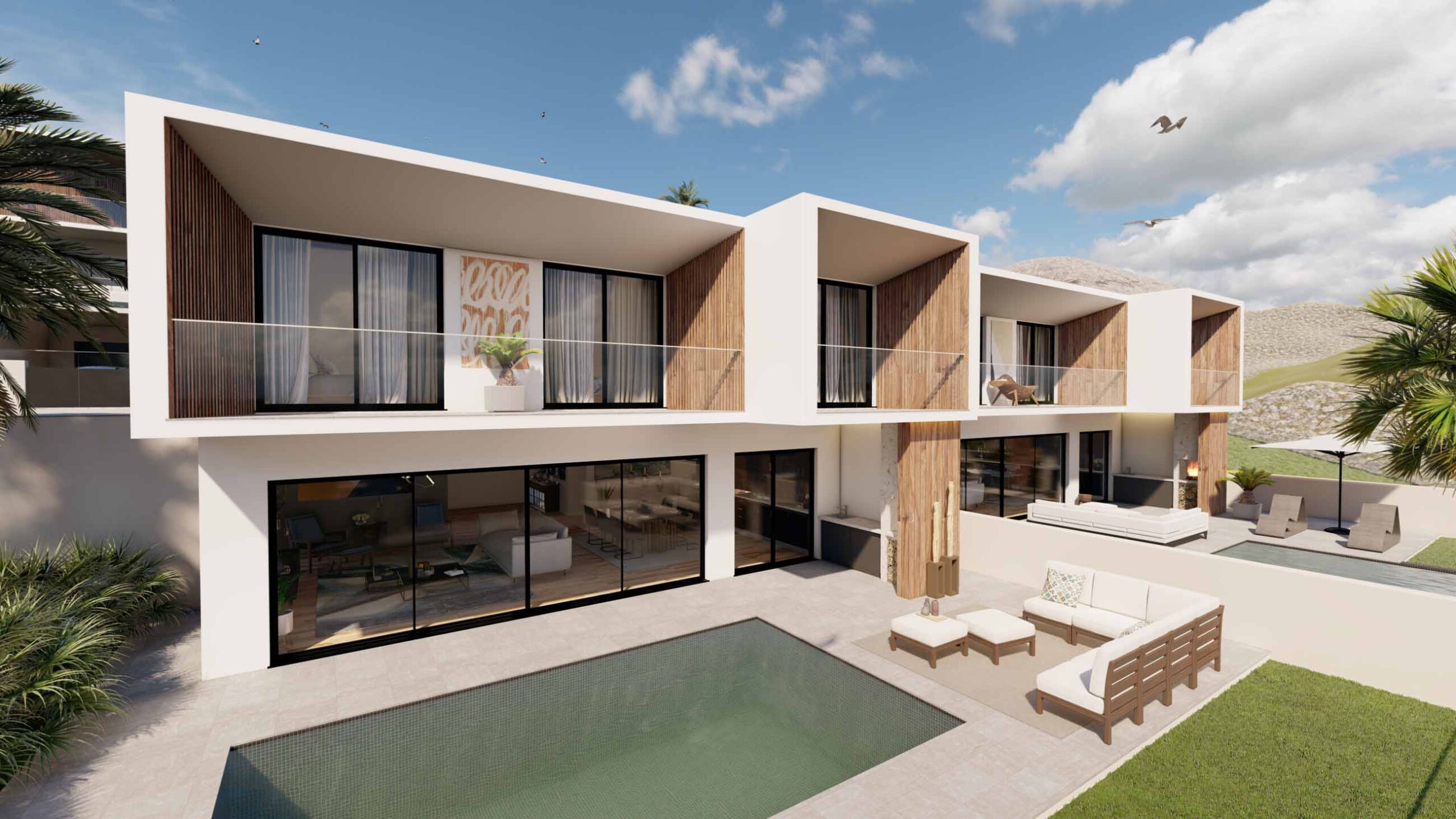 1.Villa 1 & 2 Exterior 3D Rendering 1