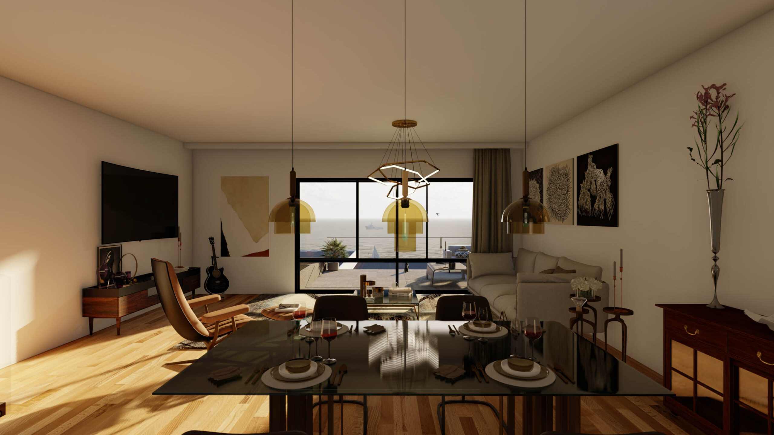 2.Villa Livingspace 3D Rendering