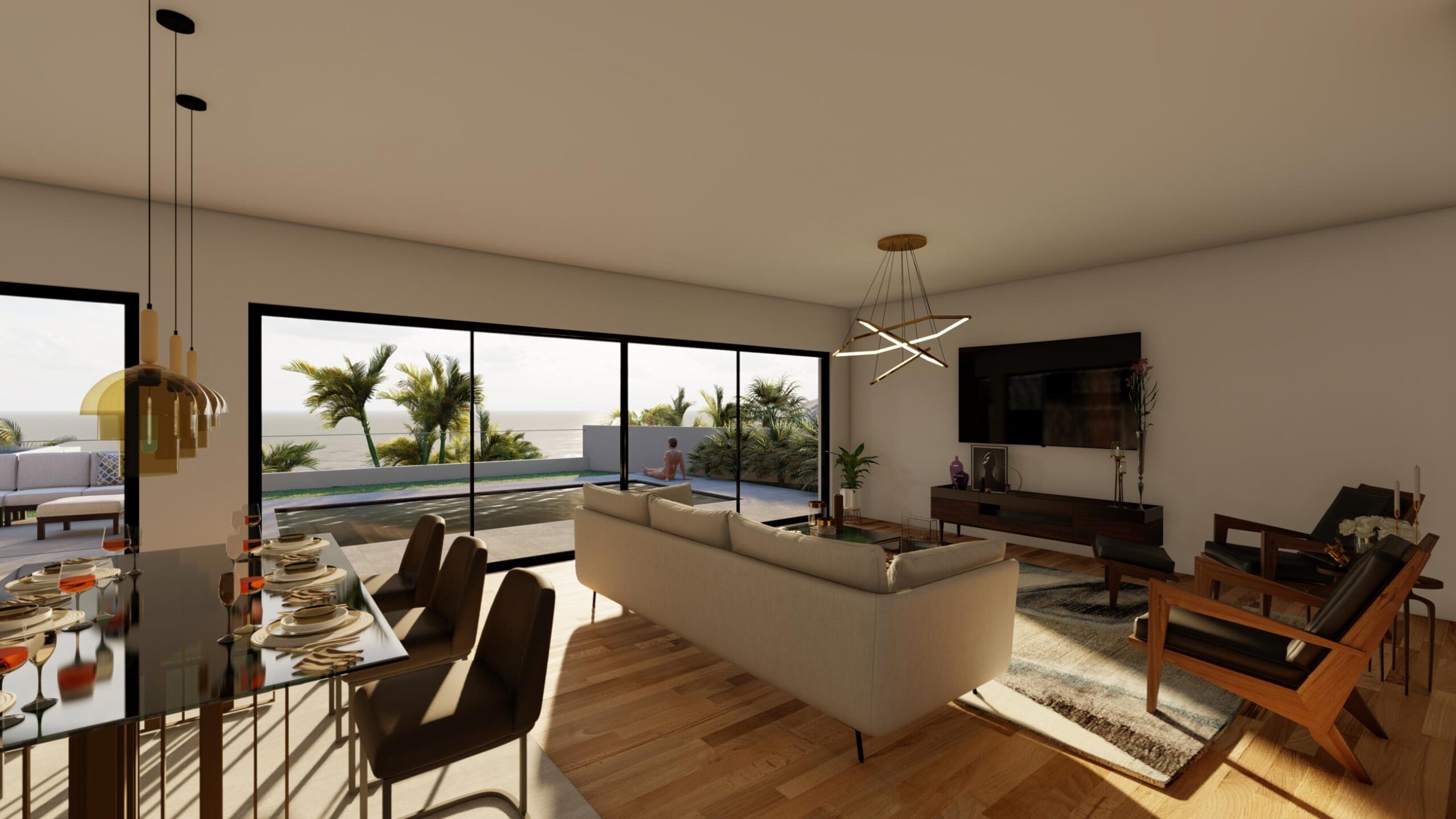 4.Villa 1 & 2 Livingspace 3D Rendering 2